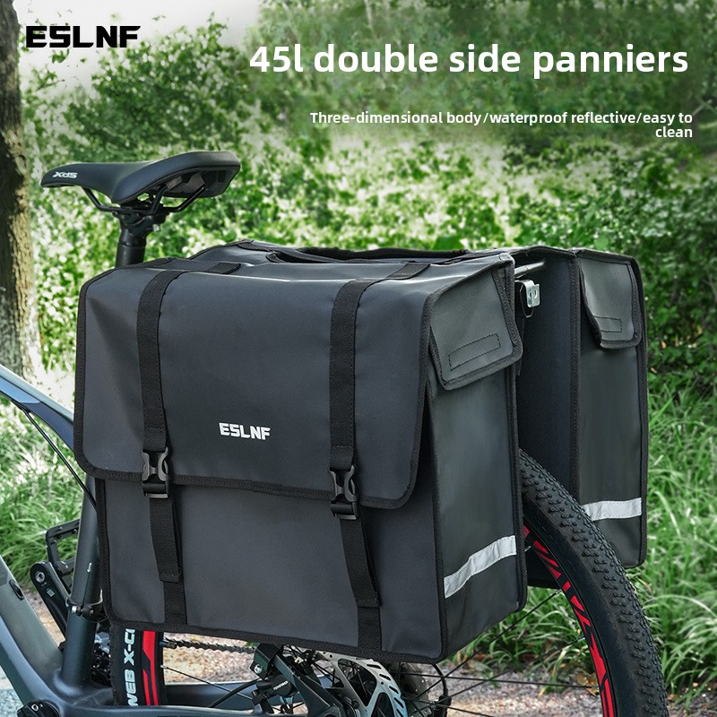 Cycling Gear Storage Rack - MTB自転車用45L大容量リアラックバッグ、バイクトランクバッグ、荷物用パニアバッグ、後部座席両面サイクリング自転車旅行バッグ