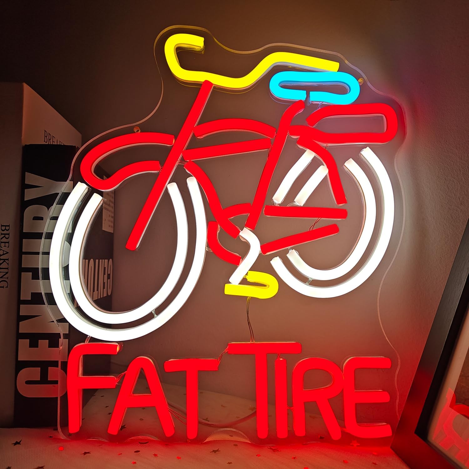 Cycling Gear Store - ファットタイヤバイクLEDネオンサインUSB調光式ウォールライト（自転車店、アウトドアギア店、キャンプバー、ガレージ、サイクリングクラブの壁飾り用）