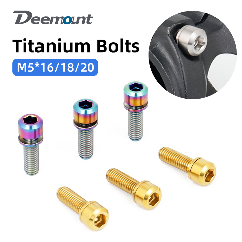 Cycling Gear Parts - 6 個 M5x16/18/20 ミリメートルチタンステム固定ボルトワッシャー付き MTB BMX