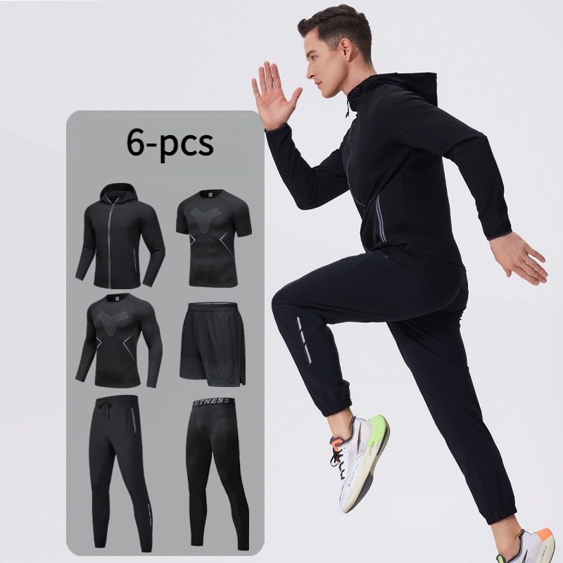 メンズ6点スポーツウェアセット、フード付き、通気性、キャンプ - Cycling Gear For Men のレビューと価格