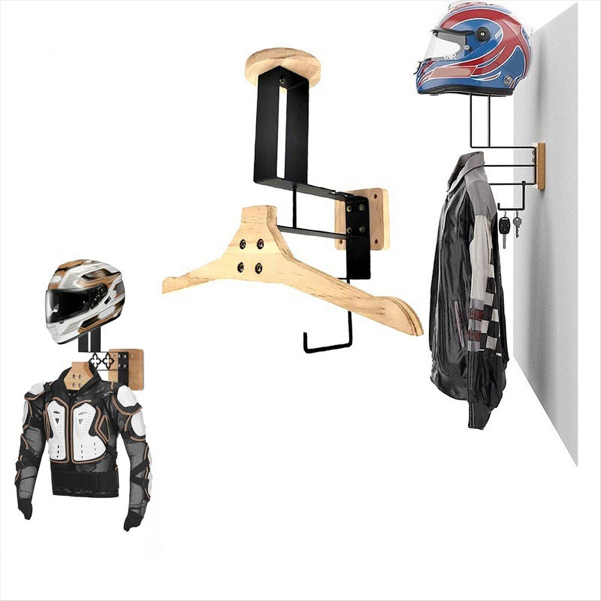 新入荷 オートバイ木製ヘルメットホルダー 壁掛け多目的ラック - Cycling Gear Storage Rack のレビューと価格